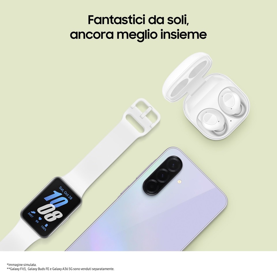 Samsung Galaxy A36 5G, Smartphone con Funzioni intelligenti, Display Super AMOLED 6.7”, 6GB RAM, 128GB, Camera 50MP, Batteria 5.000 mAh, IP67, Awesome Lavender