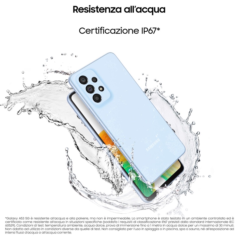 Samsung Galaxy A53 5G Display 6.5” FHD+ Super AMOLED Doppia SIM Android 12, RAM 6 GB, 128 GB, 5.000 mAh, Awesome Black