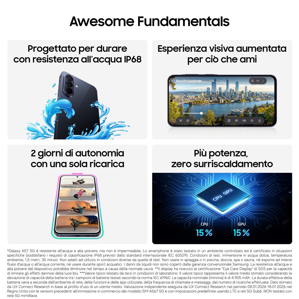 Samsung Galaxy A57 5G 17 cm (6.7") Doppia SIM Android 16.0 USB tipo-C 8 GB 128 GB 5000 mAh Blu