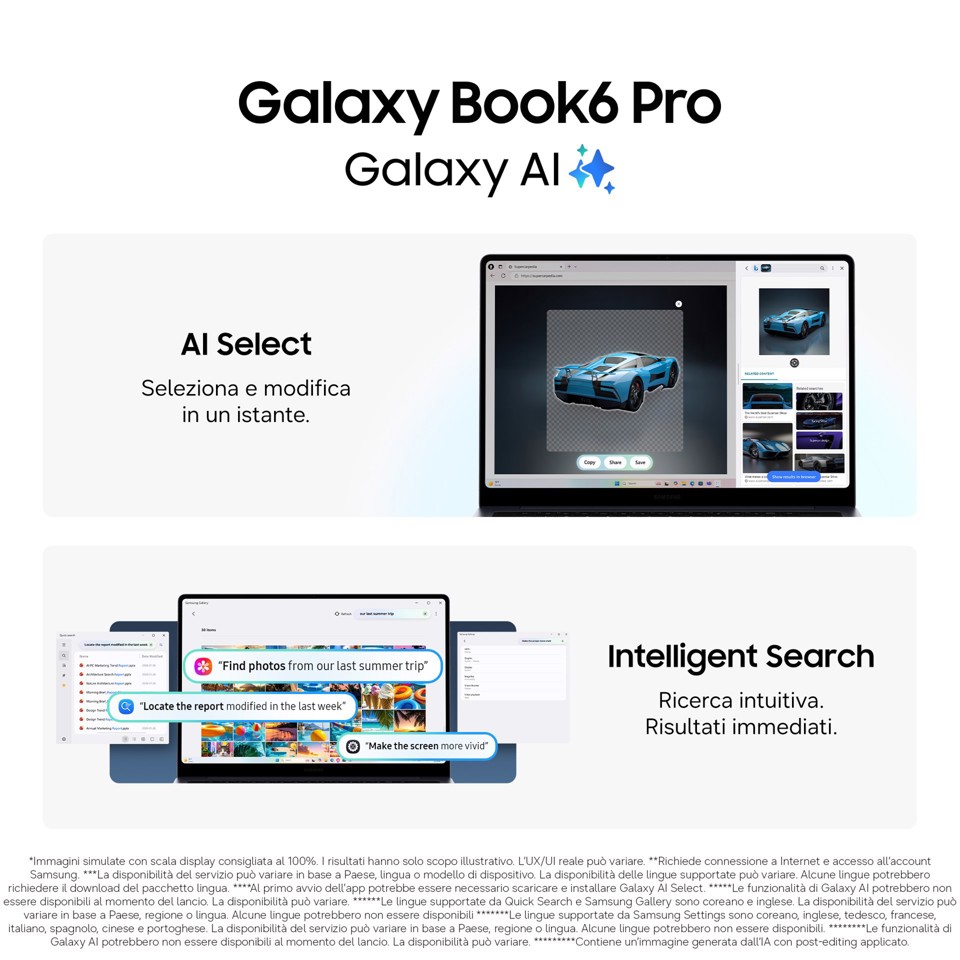 Samsung Galaxy Book6 Pro (14", Ultra 7 356H, 32GB), Copilot+PC, lntel® Core™ Ultra 7 processor 356H, 1TB, Portatile, Batteria fino a 30 ore*, Design sottile, Dynamic AMOLED 2X display, Touchscreen, Touchpad Aptico, Galaxy Al, Gray