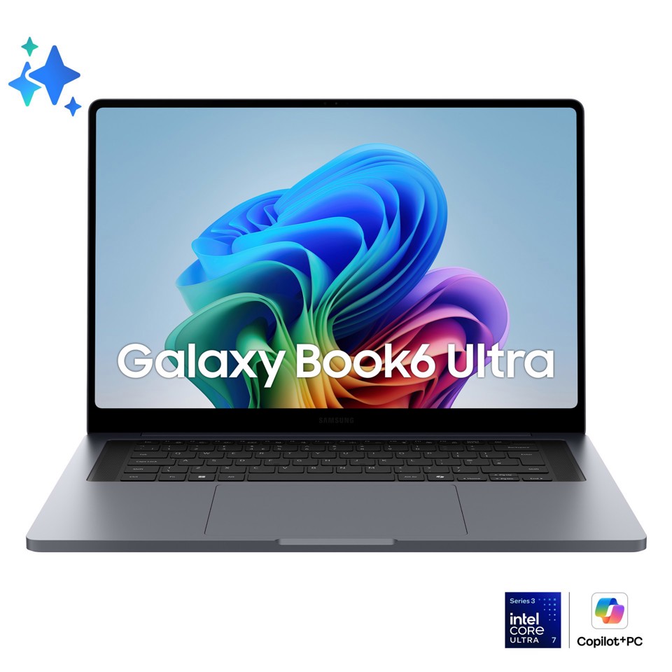 Samsung Galaxy Book6 Ultra (16", Ultra 7 356H, 32GB), Copilot+PC, NVIDIA® GeForce RTX™ 5060, Processore lntel® Core™ Ultra 7 356H, 1TB, Portatile, Batteria fino a 30 ore*, Dynamic AMOLED 2X, Touchscreen, Touchpad Aptico, Galaxy Al, Gray