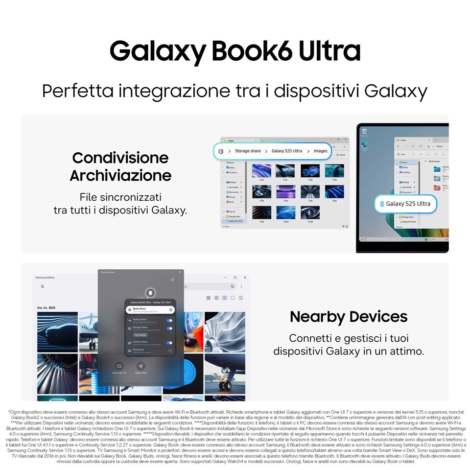 Samsung Galaxy Book6 Ultra (16", Ultra 7 356H, 32GB), Copilot+PC, NVIDIA® GeForce RTX™ 5060, Processore lntel® Core™ Ultra 7 356H, 1TB, Portatile, Batteria fino a 30 ore*, Dynamic AMOLED 2X, Touchscreen, Touchpad Aptico, Galaxy Al, Gray