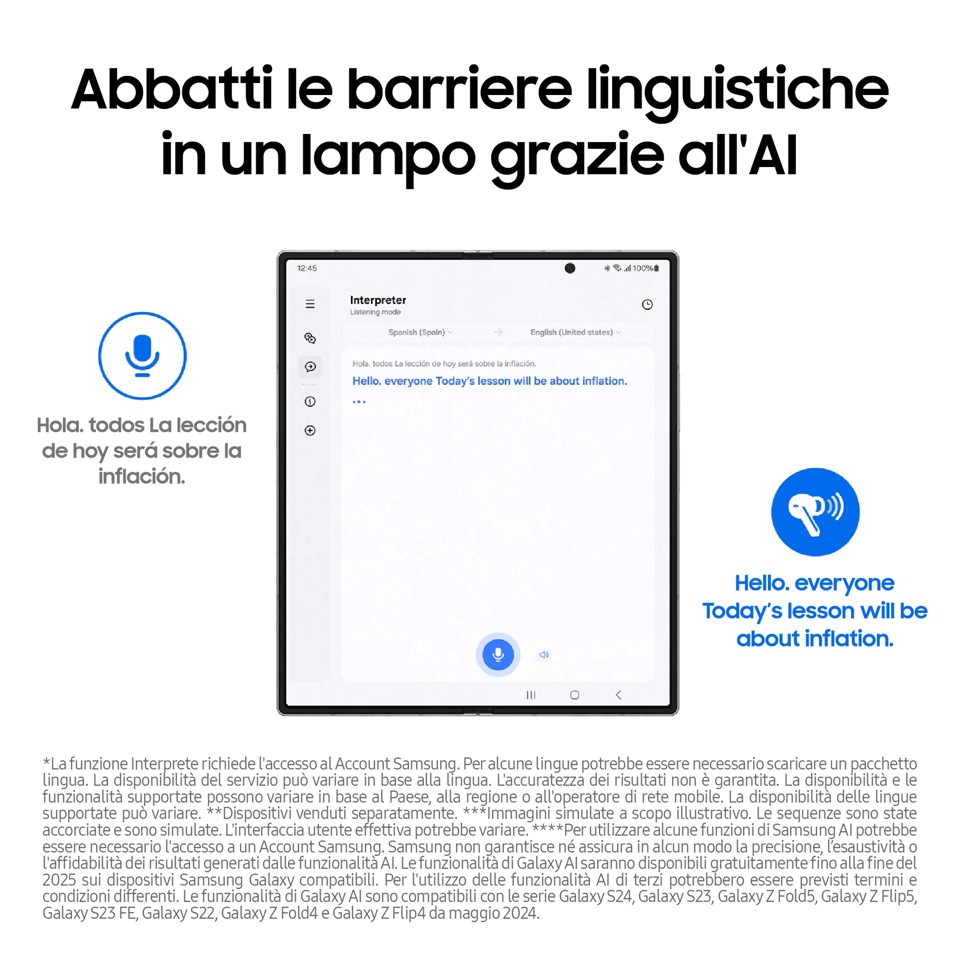 Samsung Galaxy Buds3 Auricolari AI open-type True Wireless, Audio Hi-Fi, Impermeabilità IP57, Silver