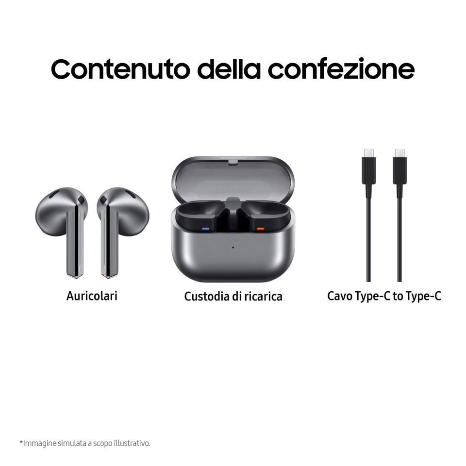 Samsung Galaxy Buds3 Auricolari AI open-type True Wireless, Audio Hi-Fi, Impermeabilità IP57, Silver