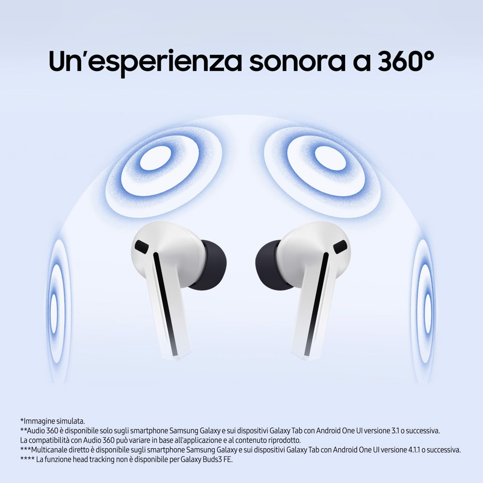Samsung Galaxy Buds3 FE, Auricolari Wireless, Audio 360, Gemini AI, Black