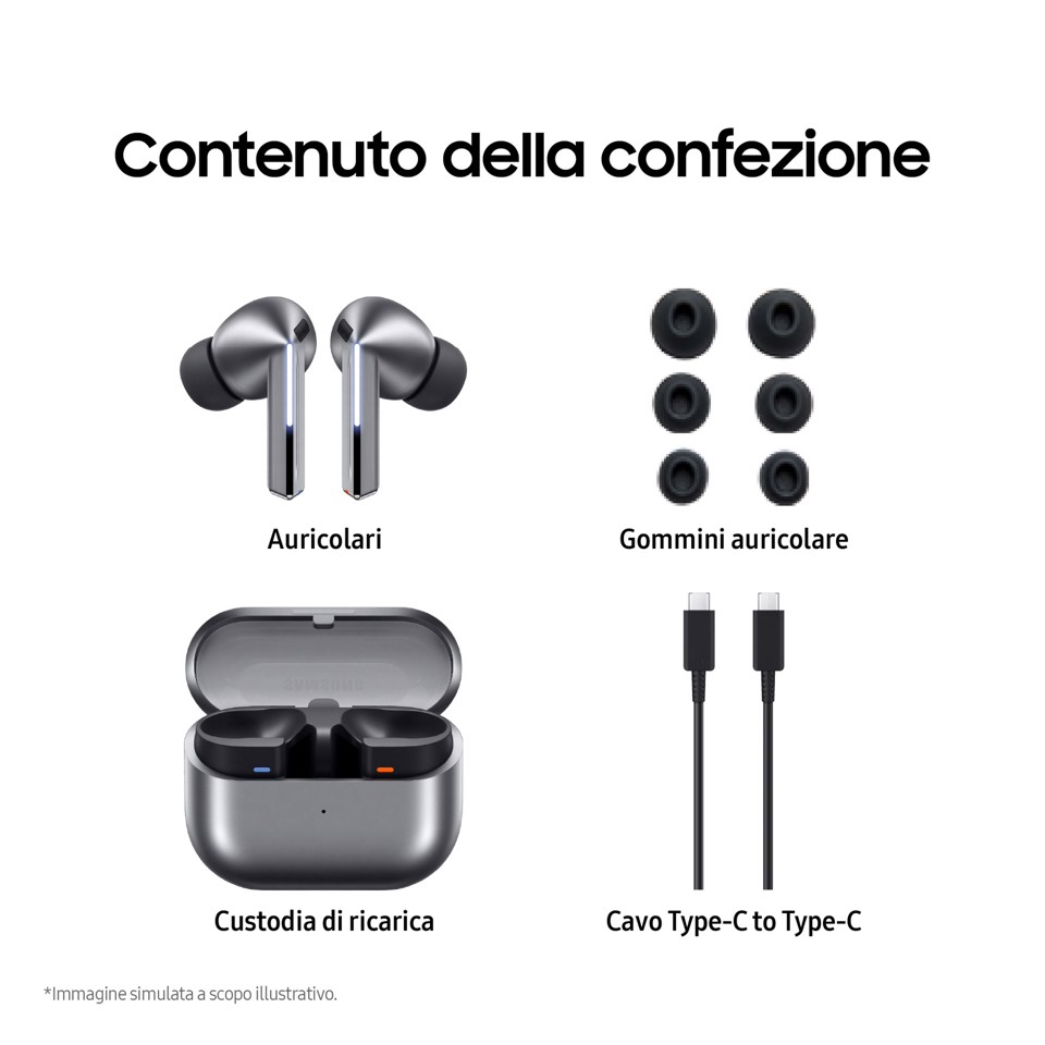 Samsung Galaxy Buds3 Pro Auricolari AI in-ear True Wireless, Speaker a 2 vie, Audio Hi-Fi, Impermeabilità IP57, Silver