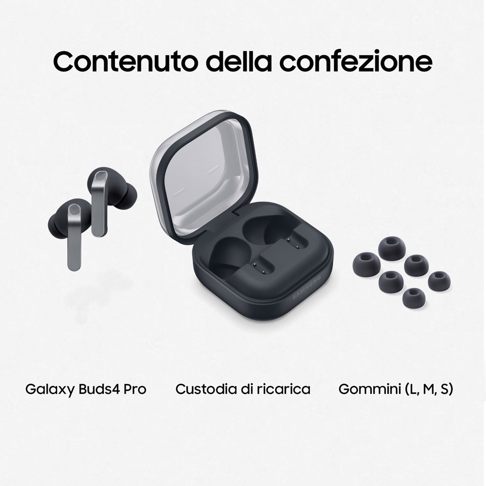 Samsung Galaxy Buds4 Pro, Black, ANC migliorata, AI