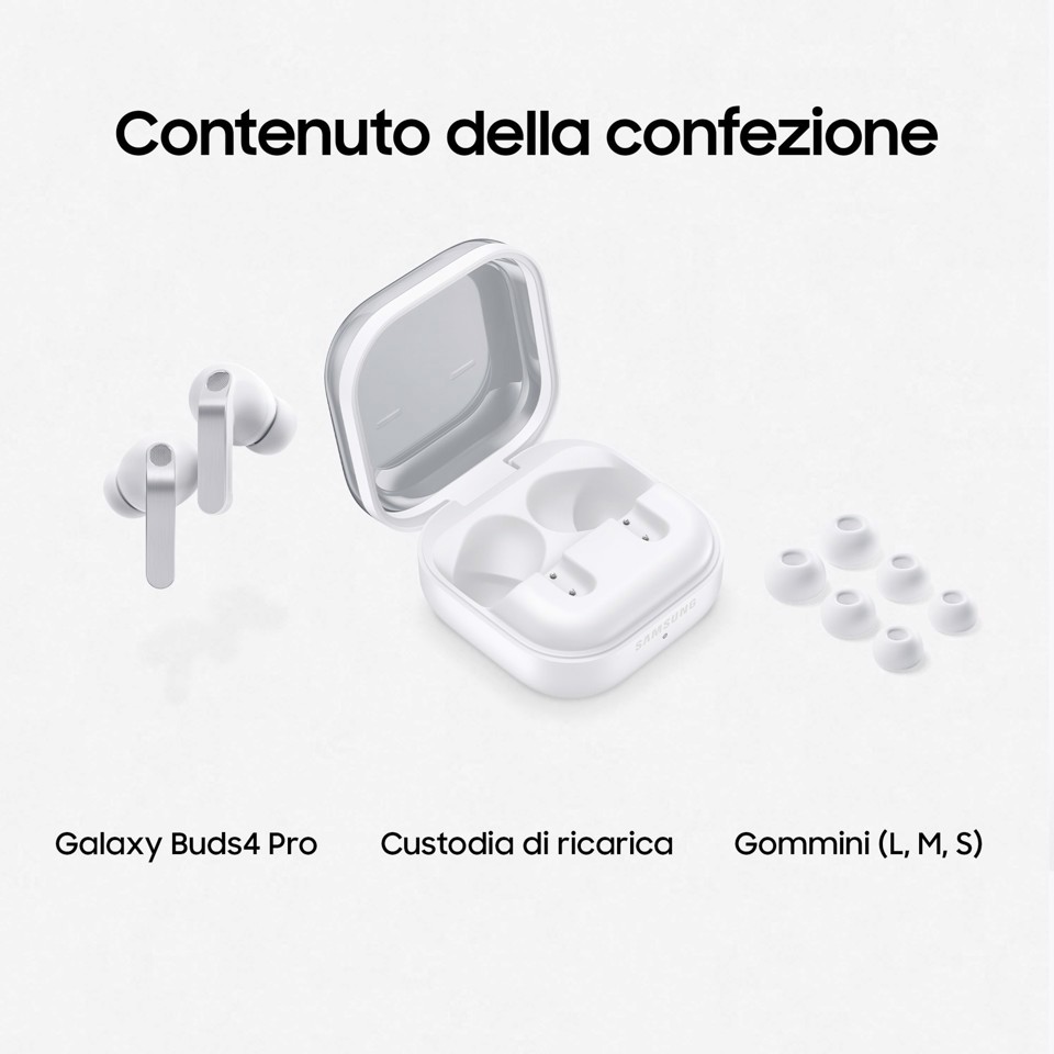 Samsung Galaxy Buds4 Pro, White, ANC migliorata, AI