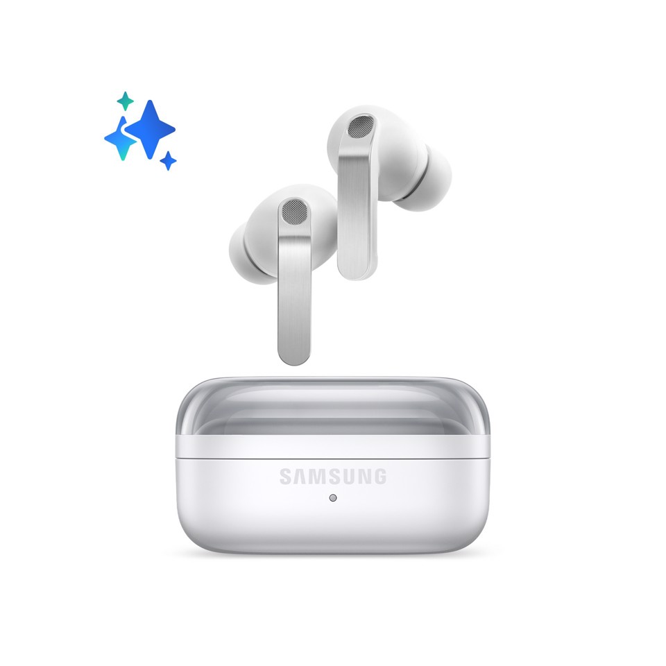 Samsung Galaxy Buds4 Pro, White, Corpo in metallo, Altoparlante a 2 vie e doppio amplificatore, Chiamate cristalline, Audio a 360°, ANC migliorata, Controllo adattivo del rumore, Connessione senza interruzioni e One UI, AI pronto ai comandi vocali