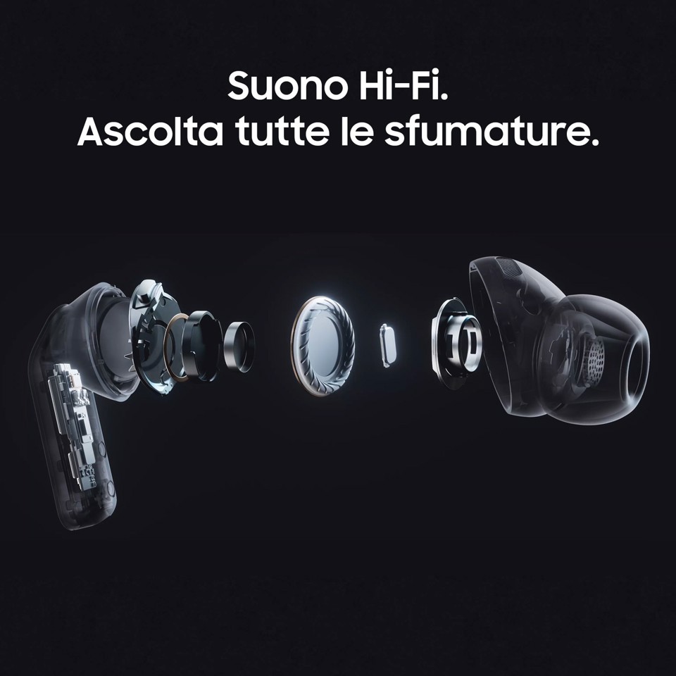 Samsung Galaxy Buds4 Pro, White, Corpo in metallo, Altoparlante a 2 vie e doppio amplificatore, Chiamate cristalline, Audio a 360°, ANC migliorata, Controllo adattivo del rumore, Connessione senza interruzioni e One UI, AI pronto ai comandi vocali