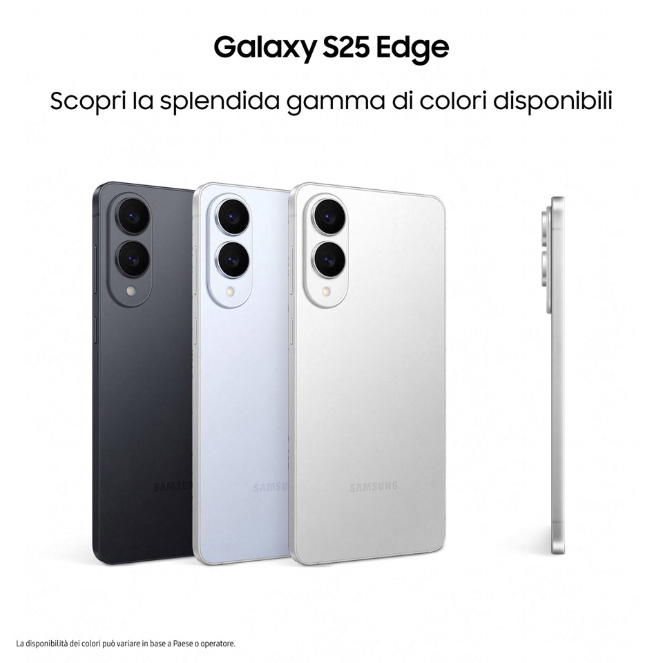 Samsung Galaxy S25 Edge, Smartphone AI, Display 6.7'' QHD+ Dynamic AMOLED 2X, Fotocamera 200MP, RAM 12GB, 256GB, 3.900 mAh, Titanium Silver