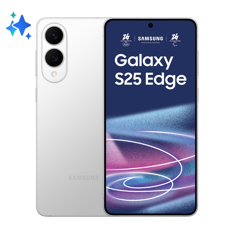 Samsung Galaxy S25 Edge, Smartphone AI, Display 6.7'' QHD+ Dynamic AMOLED 2X, Fotocamera 200MP, RAM 12GB, 256GB, 3.900 mAh, Titanium Silver