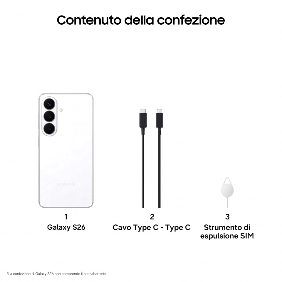 Samsung Galaxy S26 Smartphone AI, 256GB, Processore avanzato, Assistente Foto, Creative Studio, Camera 50 MP, 4300 mAh, White