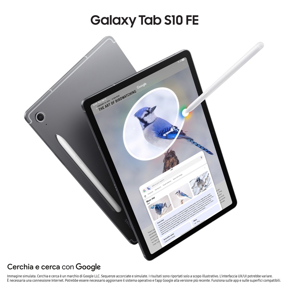 Samsung Galaxy Tab S10 FE, Tablet Android, Display 10.9" LCD, Wifi, RAM 12GB, 256GB, 8.000 mAh, S Pen, Android 15, IP68, Gray