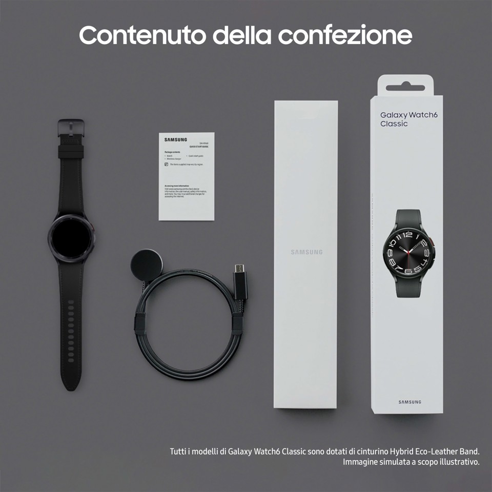 Samsung Galaxy Watch6 Classic Smartwatch Fitness Tracker Ghiera Interattiva in Acciao Inox 43mm Graphite