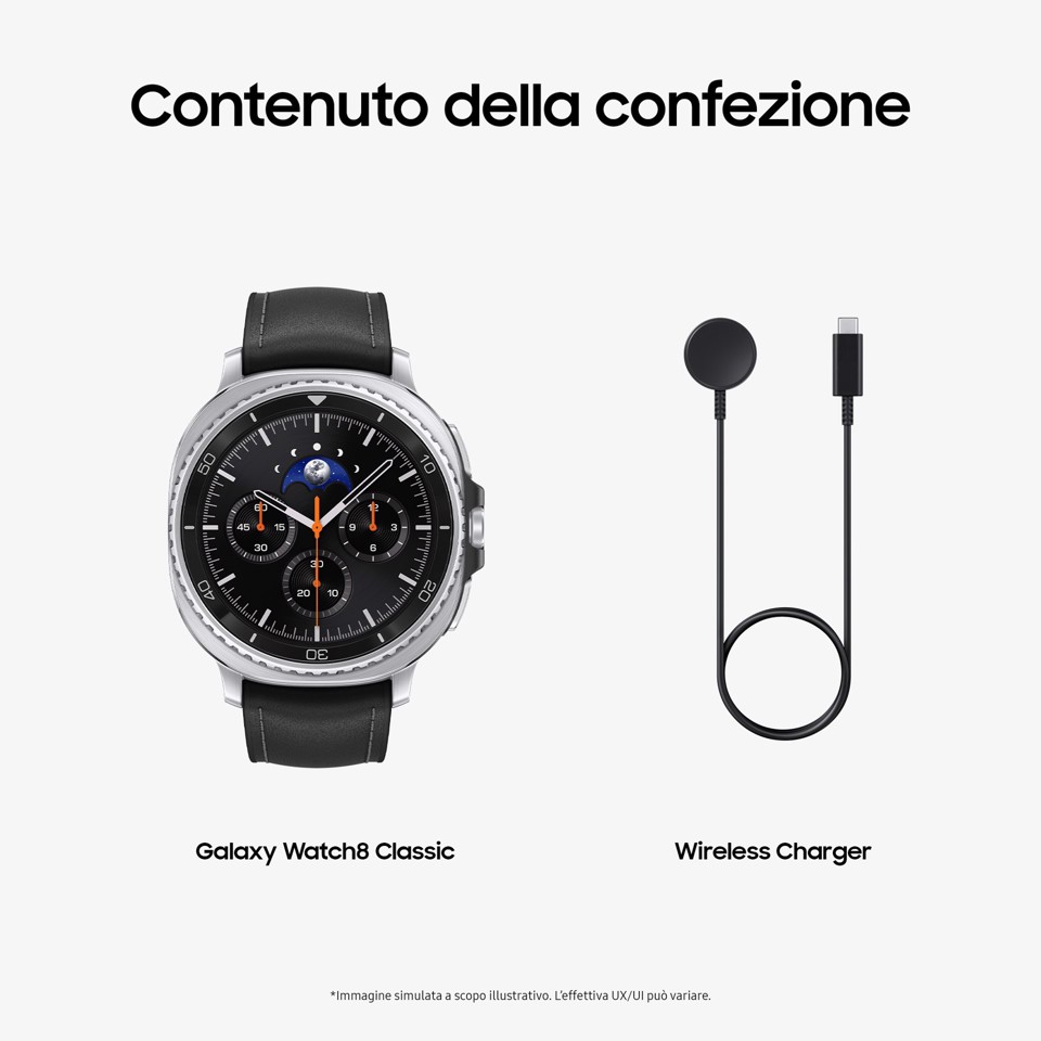 Samsung Galaxy Watch8 Classic (Black, BT, 46mm) Smartwatch Galaxy AI, design resistente agli urti, lunetta girevole, processore 3nm, monitoraggio attività fisica e sonno, One UI 8