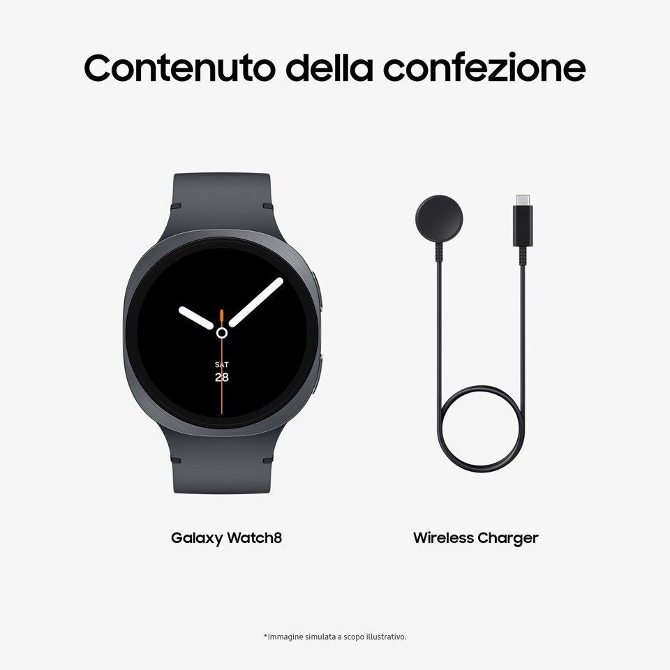 Samsung Galaxy Watch8 (Dark Gray, BT, 44mm) Smartwatch Galaxy AI, allenatore personale, design resistente agli urti, processore 3nm, monitoraggio attività fisica e sonno, One UI 8