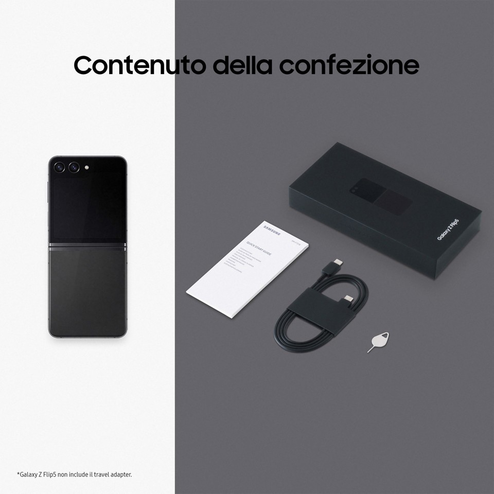 Samsung Galaxy Z Flip5 Smartphone AI RAM 8GB Display 3,4" Super AMOLED/6,7" Dynamic AMOLED 2X Graphite 512GB