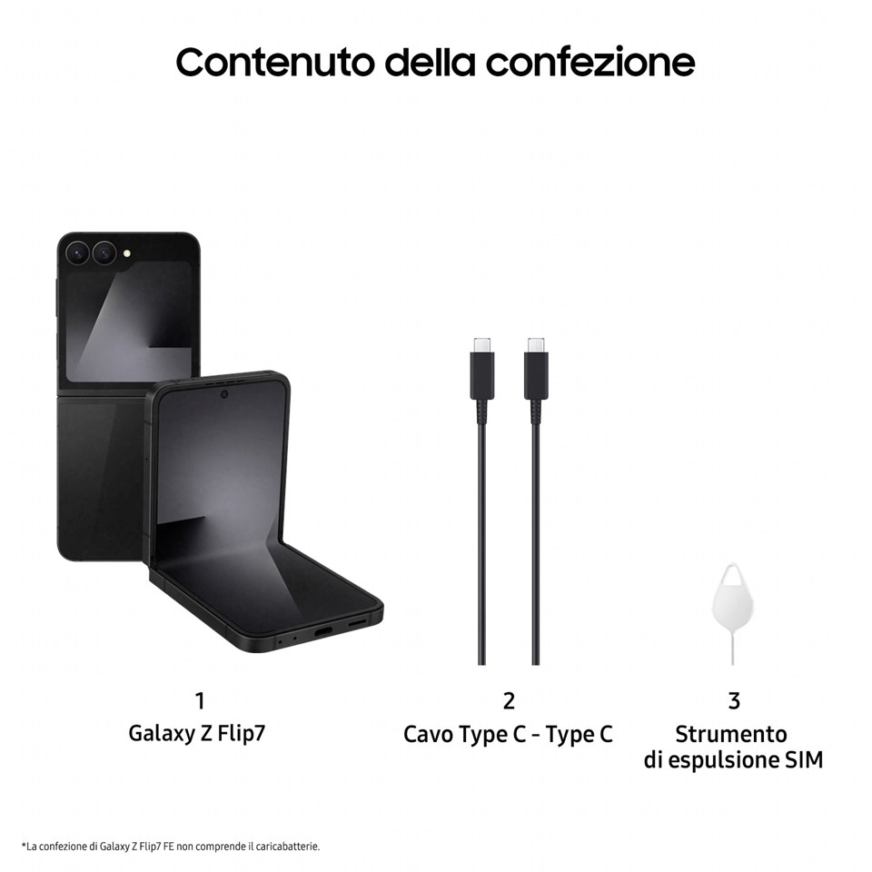 Samsung Galaxy Z Flip7 FE Smartphone AI, RAM 12GB, 128GB, Display 3,4" Super AMOLED/6,7" Dynamic AMOLED 2X, Fotocamera 50MP, Black