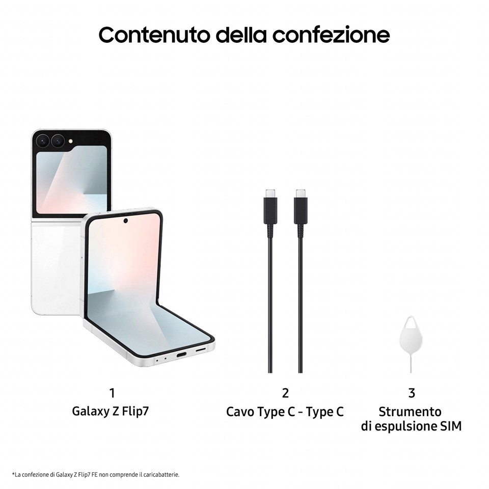Samsung Galaxy Z Flip7 FE Smartphone AI, RAM 8GB, 256GB, Display 3,4" Super AMOLED/6,7" Dynamic AMOLED 2X, Fotocamera 50MP, White