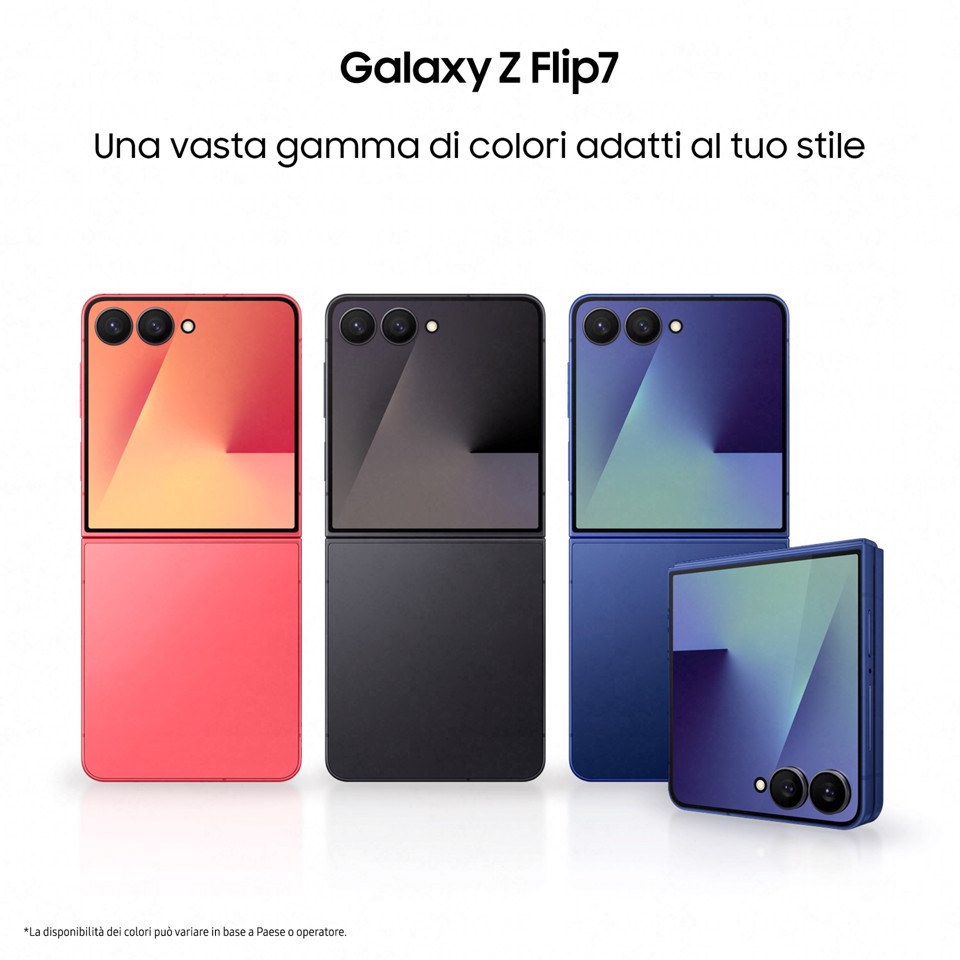 Samsung Galaxy Z Flip7 Smartphone AI, RAM 12GB, 256GB, Display 4,1" Super AMOLED/6,9" Dynamic AMOLED 2X, Fotocamera 50MP, Coralred