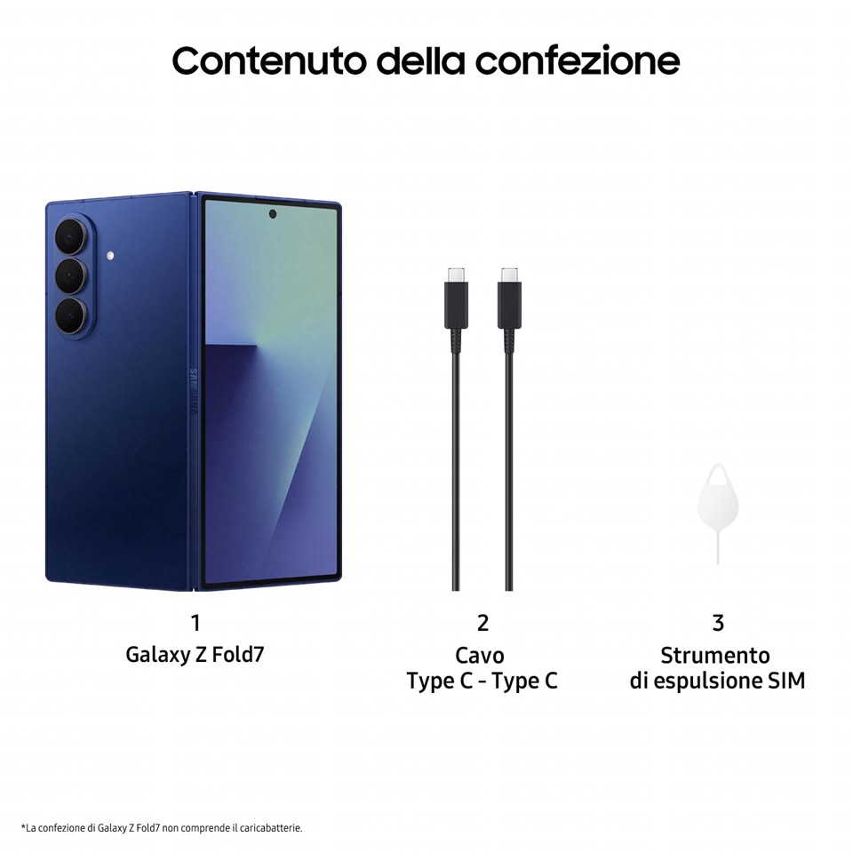 Samsung Galaxy Z Fold7 Smartphone AI, RAM 12GB, 256GB, Display 6,5"/8", Camera 200MP, Batteria a lunga durata, Blue Shadow