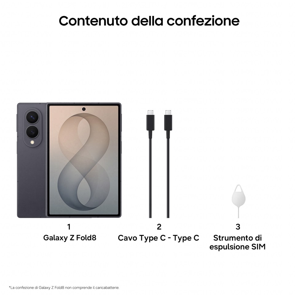 Samsung Galaxy Z Fold8, 1TB, Graphite, Nuovo formato, Rapporto Display Esterno 10:16 | Interno 4:3, Processore Potente, 4800 mAh, RAM 16GB, Camera 50MP, Now Nudge, Assistente Foto