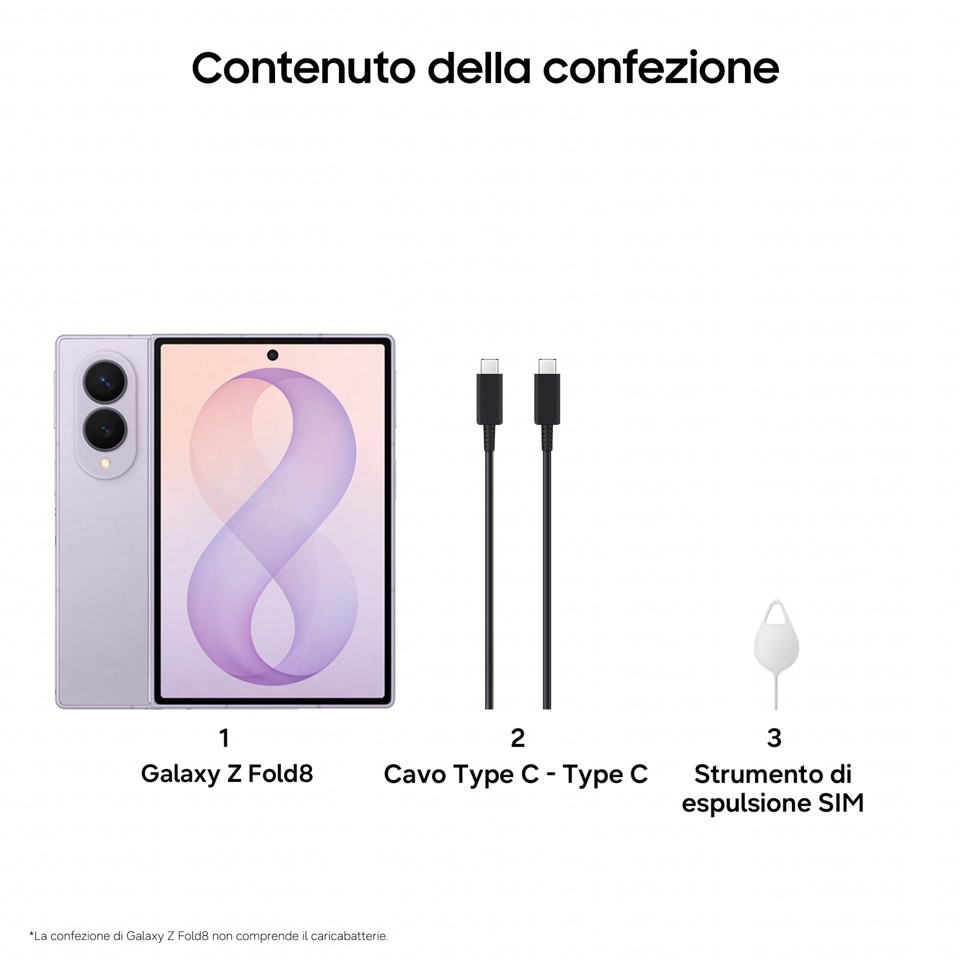 Samsung Galaxy Z Fold8 , 256GB, Lavender, Nuovo formato, Rapporto Display Esterno 10:16 | Interno 4:3, Processore Potente, 4800 mAh, RAM 12GB, Camera 50MP, Now Nudge, Assistente Foto