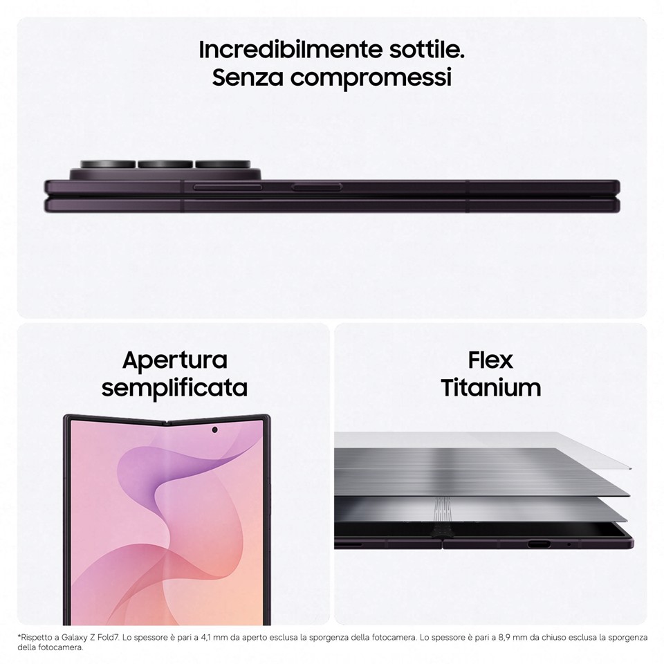 Samsung Galaxy Z Fold8 Ultra, 256GB, Violet Shadow, Processore Potente, Batteria 5000 mAh, Multischermo, RAM 12GB, Camera 200 MP, Now Nudge, Assistente Foto