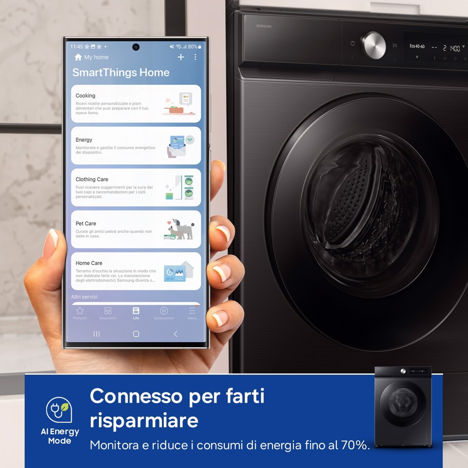 Samsung Lavatrice BESPOKE AI™ Ecodosatore 11Kg WW11DB7B94GBU3