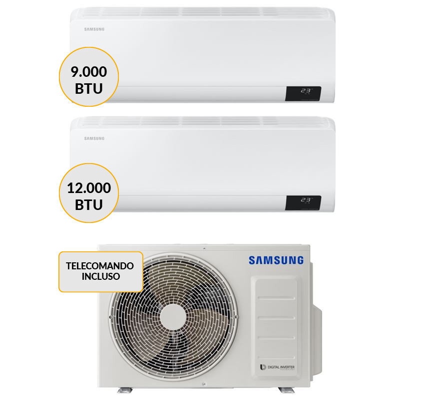 Samsung Luzon Condizionatore DUAL split 9000+12000btu AJ040TXJ2KGEU + AR09TXHZAWKNEU + AR12TXHZAWKNEU Climatizzatore Fisso