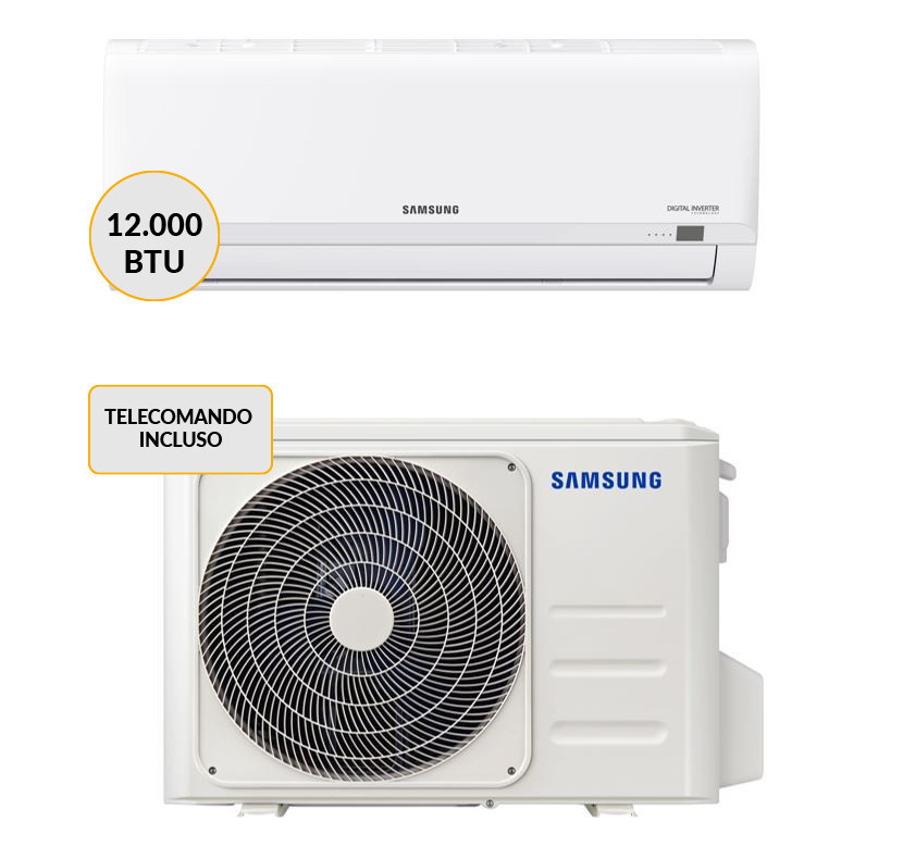 Samsung Malibu Condizionatore MONO split Inverter 12000 btu AR12TXHQBWKNEU + AR12TXHQBWKXEU Climatizzatore Fisso