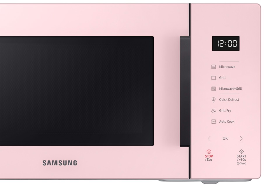 Samsung MG23T5018CP/ET forno a microonde Superficie piana Microonde combinato 23 L 800 W Nero, Rosa