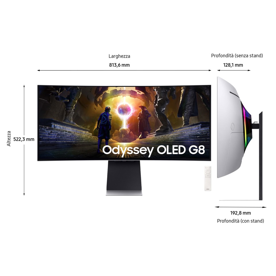Samsung Monitor Gaming Odyssey OLED G8 da 34" WQHD Curvo LS34DG850SUXEN