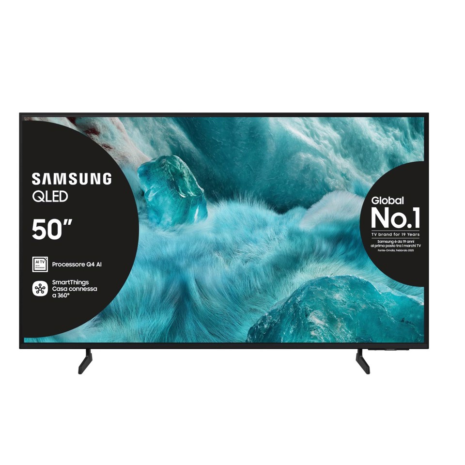 Samsung QLED AI TV 50" QE50Q7FAAUXZT 4K, Processore Q4 AI, 4K Upscaling, Color Booster Pro, OTS Lite, Slim Look Design, Vision AI Smart TV, 2025
