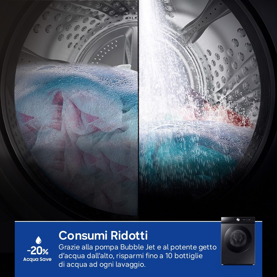 Samsung QuickDrive 8000 Series WW90DB8U95GB lavatrice Caricamento frontale 9 kg 1400 Giri/min Nero