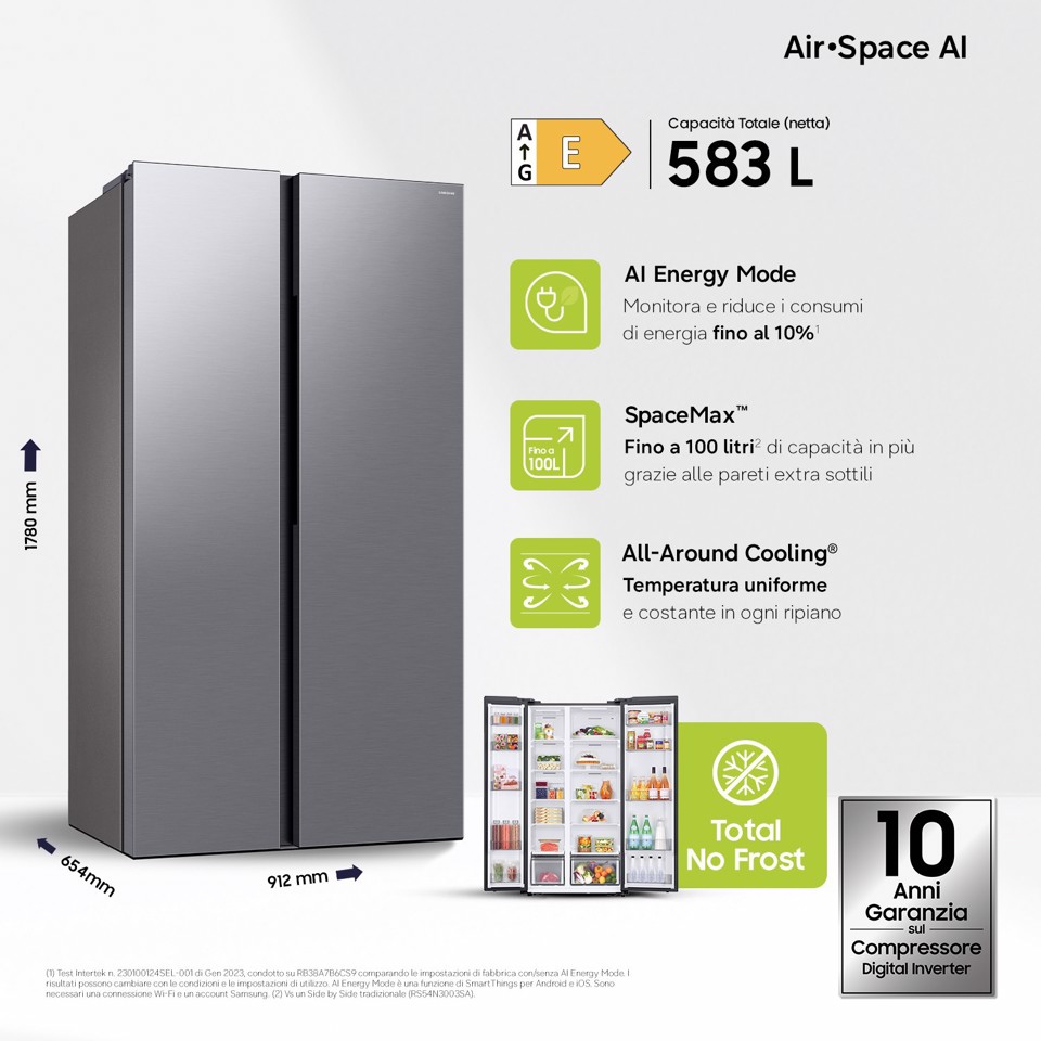 Samsung RS57DG400EM9 frigorifero side-by-side Libera installazione 583 L Acciaio inox