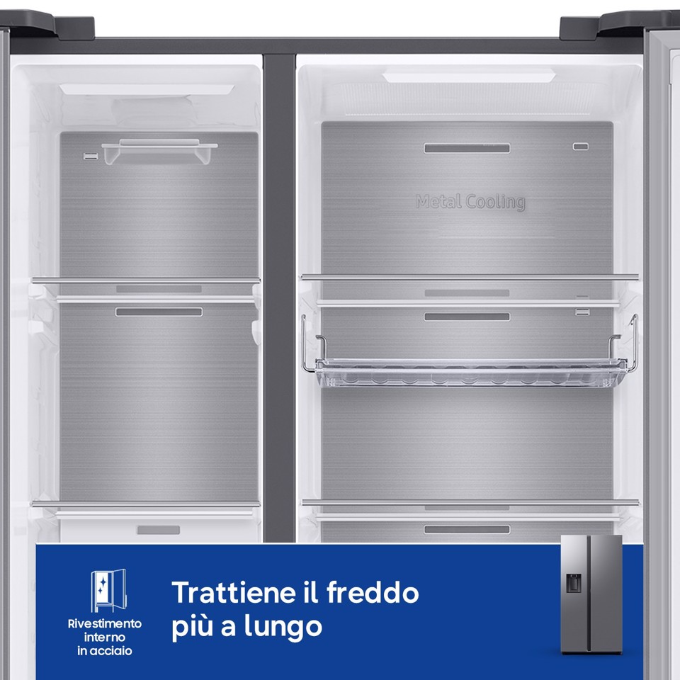 Samsung RS80F67KCTEF frigorifero side-by-side Libera installazione 634 L Acciaio inox
