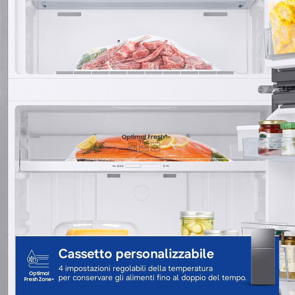 Samsung RT38CG6624S9 frigorifero Doppia Porta EcoFlex AI Libera installazione con congelatore Wifi 393 L Classe E, Inox