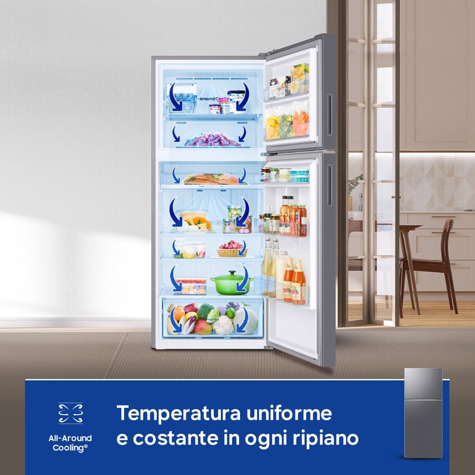 Samsung RT38CG6624S9 frigorifero Doppia Porta EcoFlex AI Libera installazione con congelatore Wifi 393 L Classe E, Inox