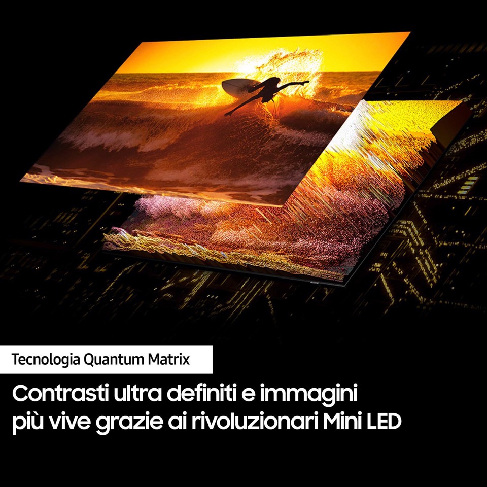 Samsung Smart TV 55” QE55QN85DBTXZT Neo QLED 4K Mini LED Carbon Silver 2024, Processore NQ4 AI GEN2, Tecnologia Quantum Matrix, Simple Chamfer Design, Dolby Atmos