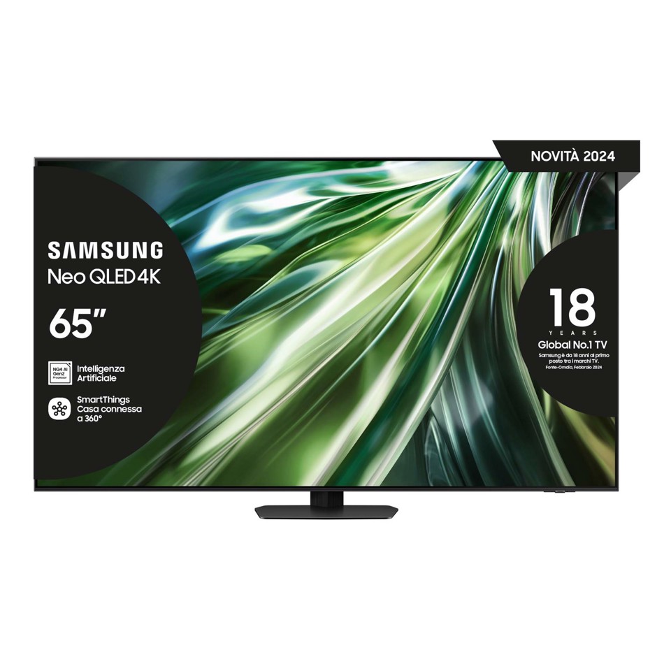 Samsung Smart TV 65” QE65QN90DATXZT Neo QLED 4K Mini LED Titan Black 2024, Processore NQ4 AI GEN2, Tecnologia Quantum Matrix, Neo Slim Design, Dolby Atmos