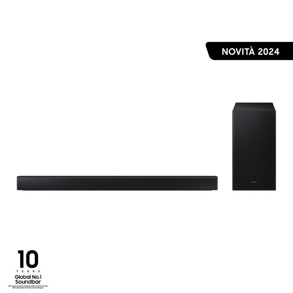 Samsung Soundbar HW-B650D/ZF Serie B, 4 Speaker, Wireless Dolby 5.1ch, Audio a 3.1 Canali, Surround sound expansion, Compatibile con Alexa e Google Assistant, Black 2024