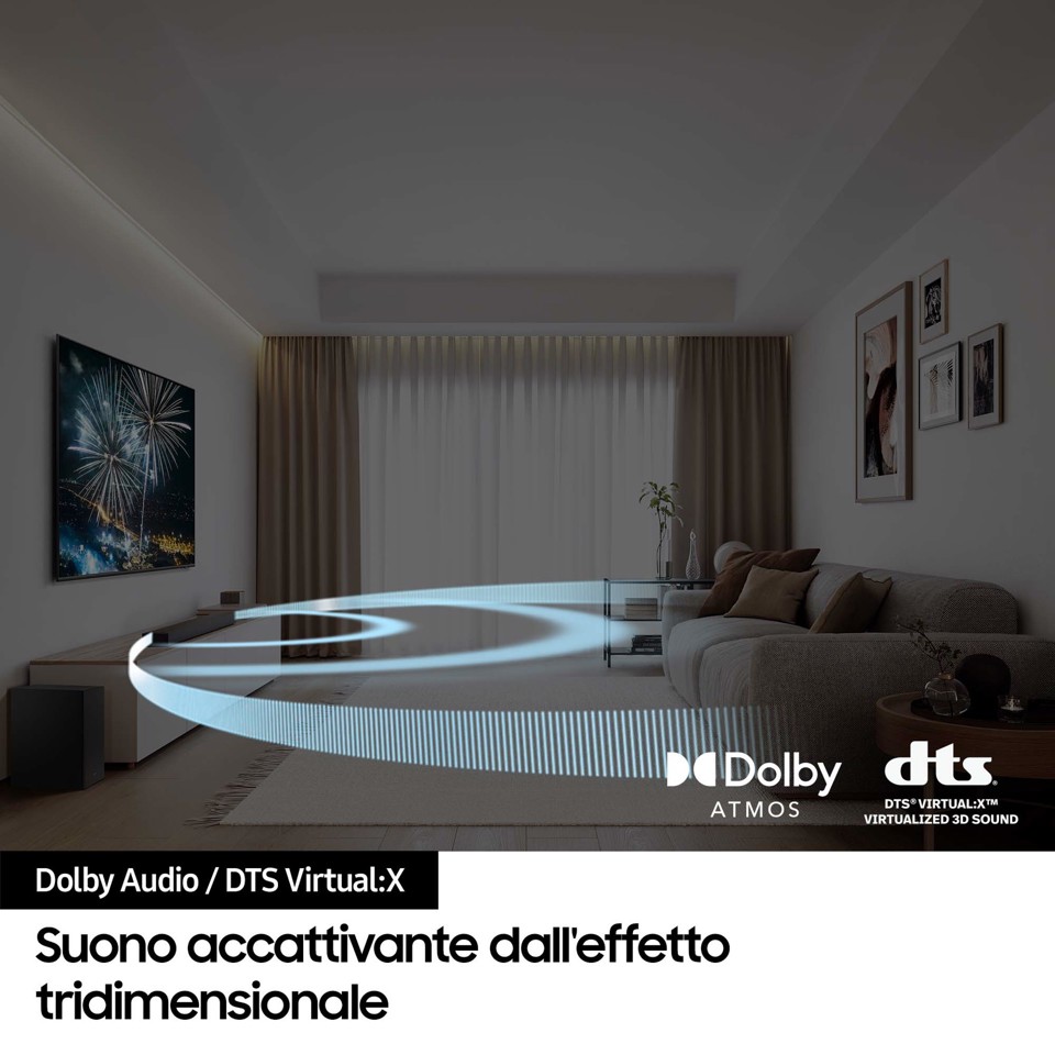 Samsung Soundbar HW-B650D/ZF Serie B, 4 Speaker, Wireless Dolby 5.1ch, Audio a 3.1 Canali, Surround sound expansion, Compatibile con Alexa e Google Assistant, Black 2024