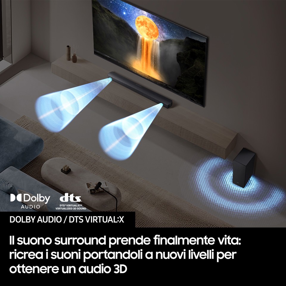 Samsung Soundbar HW-B650F/ZF, Audio 3.1 canali, Wireless Dolby 5.1ch, 2025