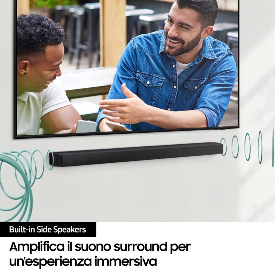 Samsung Soundbar HW-B750D/ZF Serie B, 6 Speaker, Wireless Dolby 5.1ch, Audio a 5.1 Canali, Surround sound expansion, Compatibile con Alexa e Google Assistant, Black 2024
