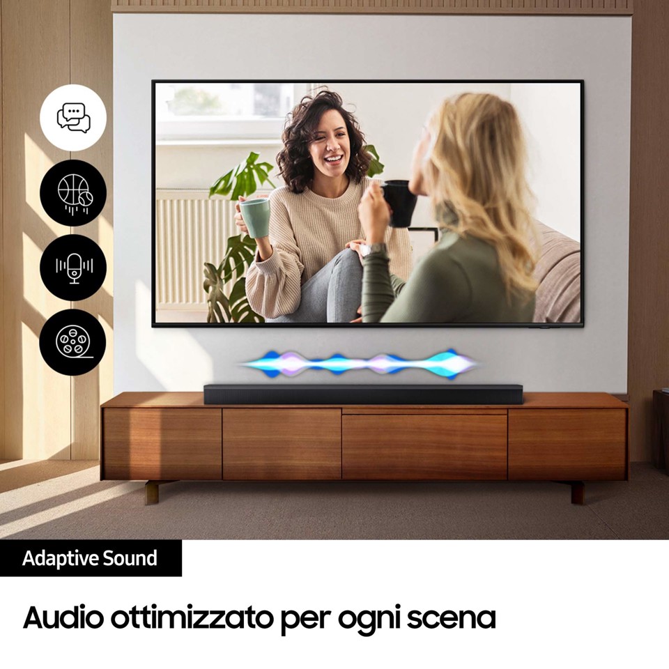Samsung Soundbar HW-B750D/ZF Serie B, 6 Speaker, Wireless Dolby 5.1ch, Audio a 5.1 Canali, Surround sound expansion, Compatibile con Alexa e Google Assistant, Black 2024