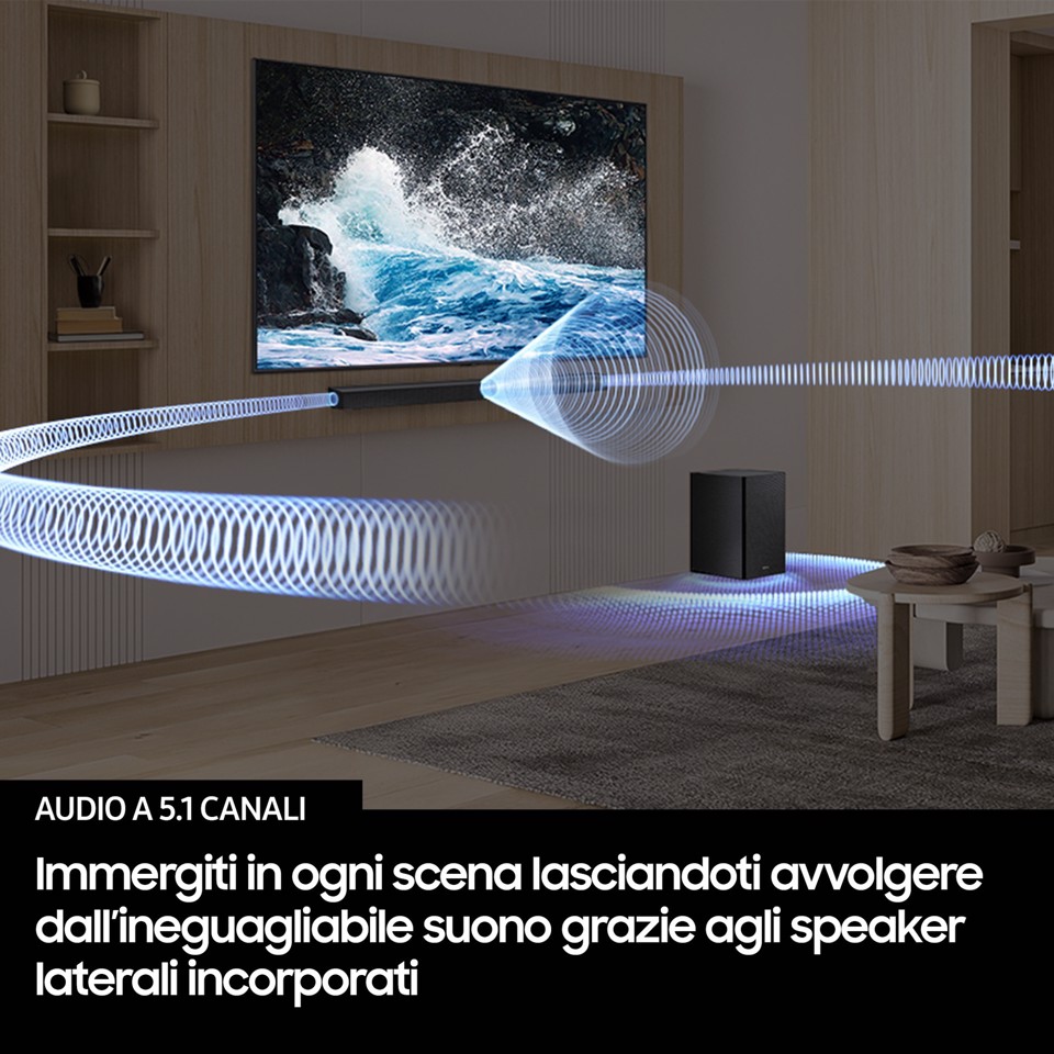 Samsung Soundbar HW-B750F/ZF, Audio 5.1 canali , Wireless Dolby 5.1ch, 2025