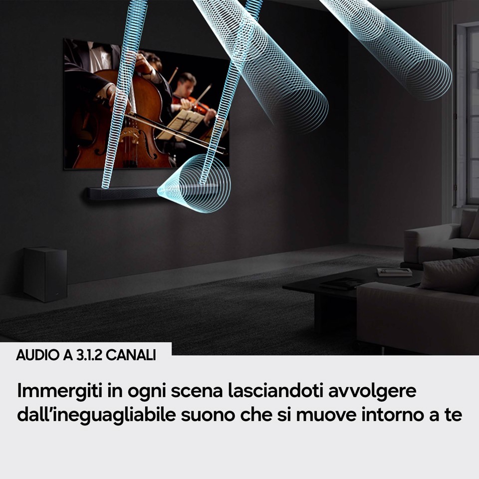 Samsung Soundbar HW-Q600H/XC, Audio 3.1.2 canali, potenza 320W, Voice Enhance Mode, Bluetooth 5.3, Q-Symphony, Wireless Dolby Atmos, 2026