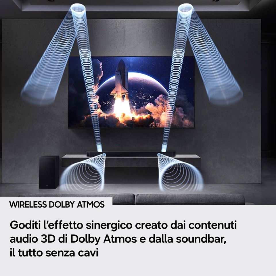 Samsung Soundbar HW-Q600H/XC, Audio 3.1.2 canali, potenza 320W, Voice Enhance Mode, Bluetooth 5.3, Q-Symphony, Wireless Dolby Atmos, 2026
